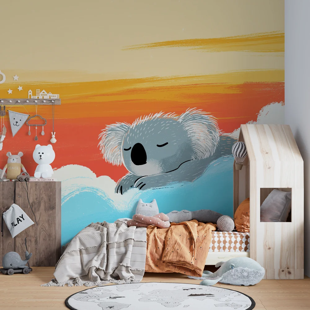 Lastenhuoneen tapetti | Un koala rêveur parmi les nuages