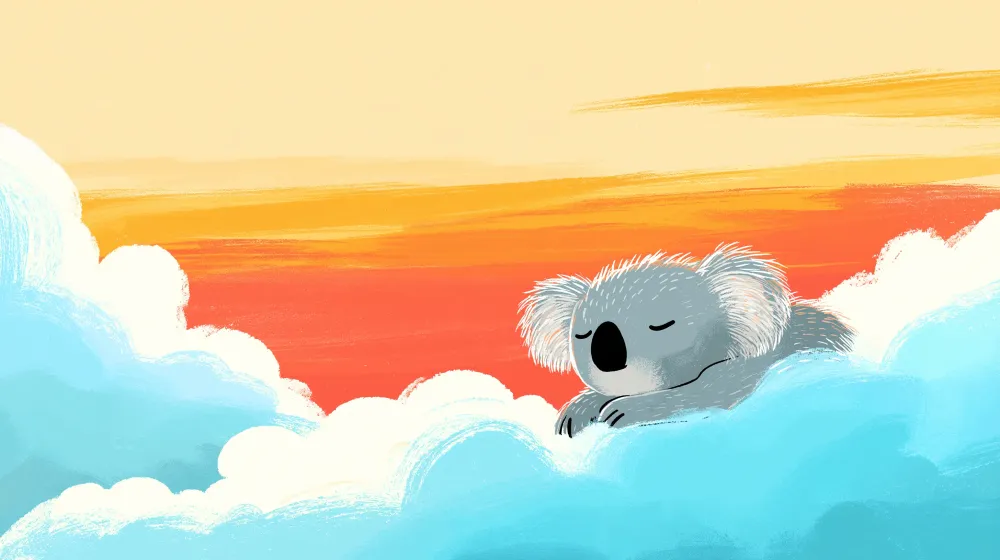 Lastenhuoneen tapetti | Un koala rêveur parmi les nuages