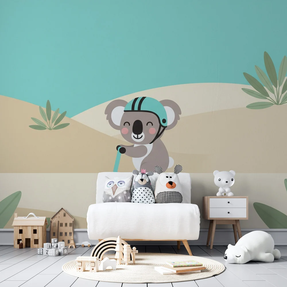 Lastenhuoneen tapetti | Koala skootterilla