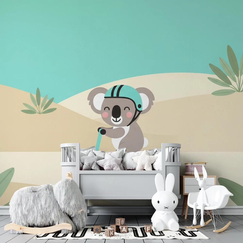 Lastenhuoneen tapetti | Koala skootterilla