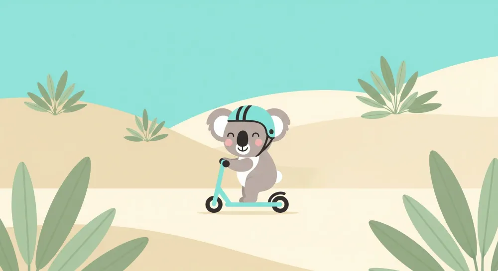 Lastenhuoneen tapetti | Koala skootterilla