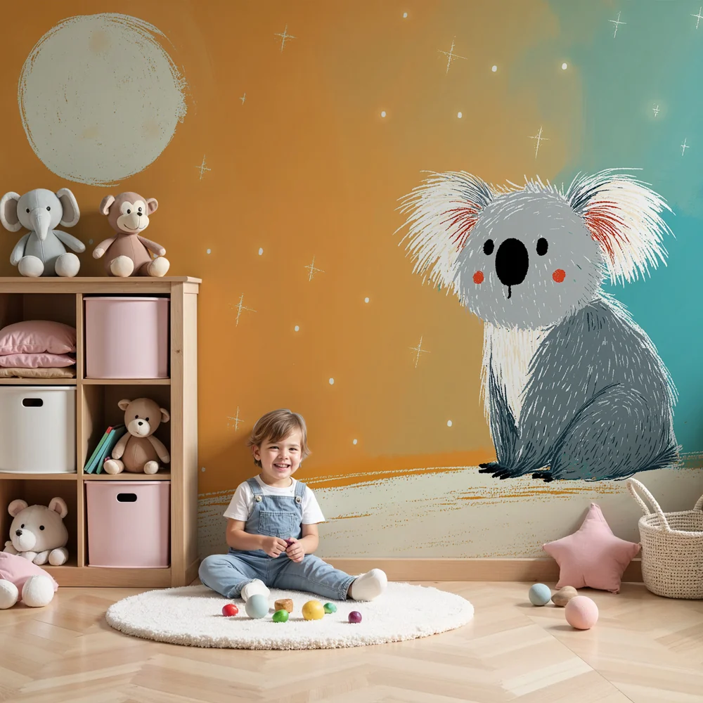 Lastenhuoneen tapetti | Koala tähtitaivaan alla