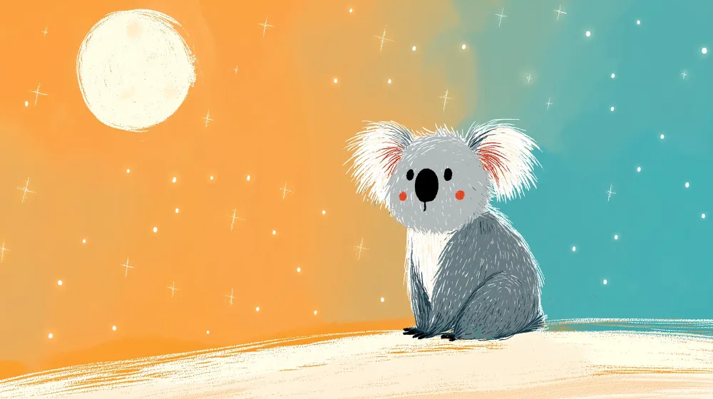 Lastenhuoneen tapetti | Koala tähtitaivaan alla