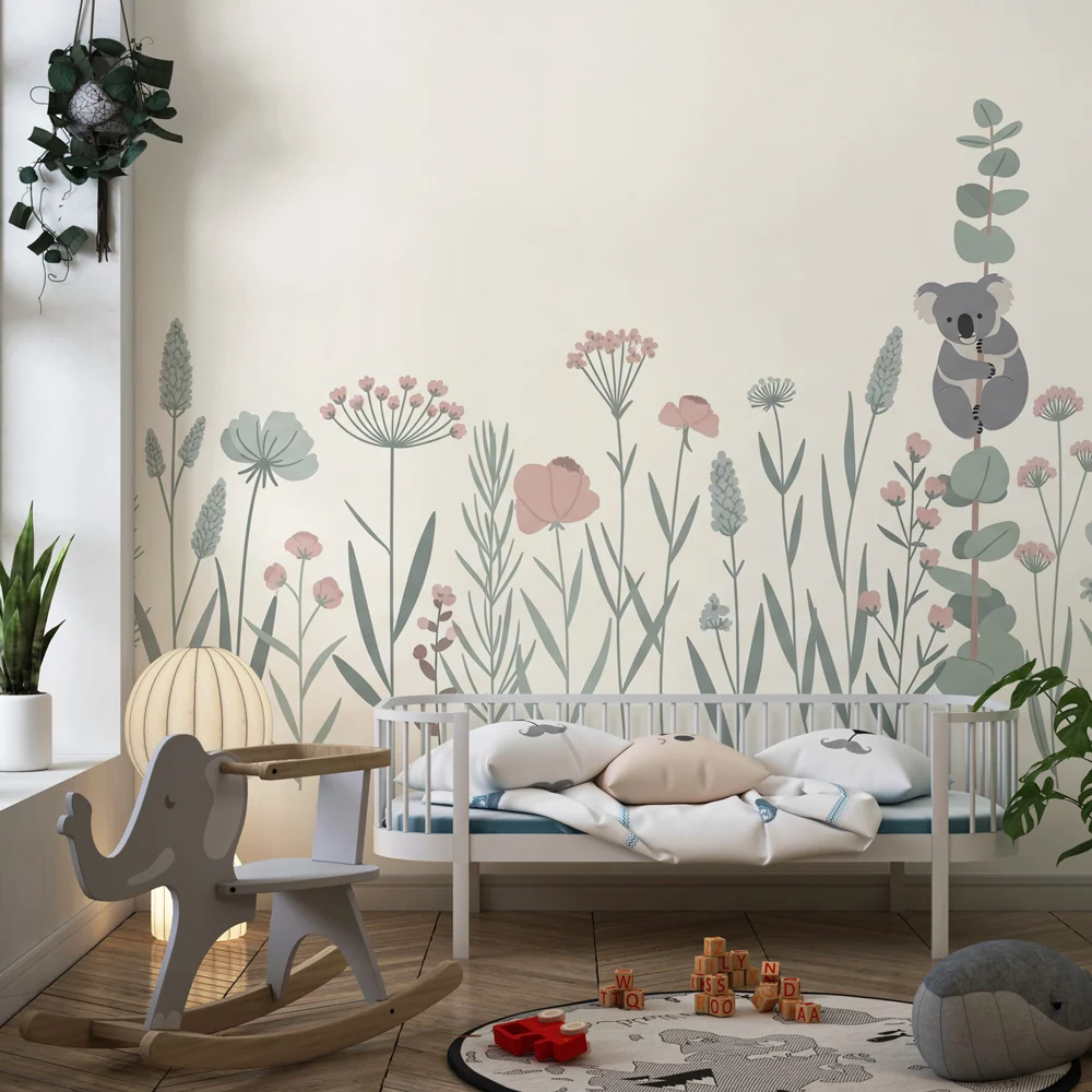 Lastenhuoneen tapetti | Kukkainen ja koala
