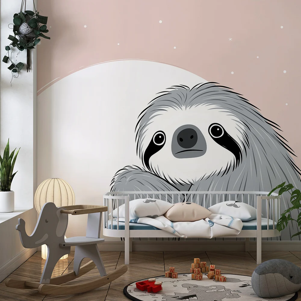 Lastenhuoneen tapetti | Söpö laiskiainen tähtitaivaan alla