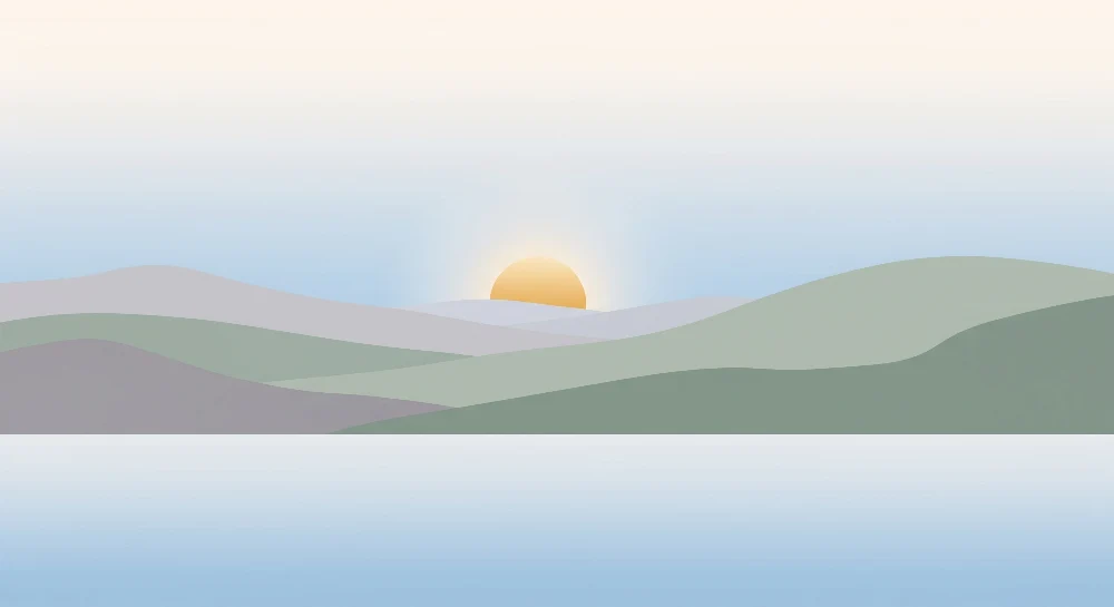 Lastenhuoneen tapetti | Lempeä maisema auringonnousulla ja rauhoittavilla kukkuloilla