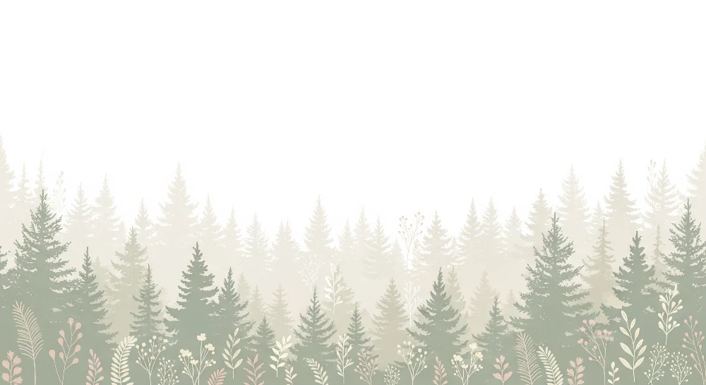 Lastenhuoneen tapetti | Lempeä metsä herkällä lehdillä