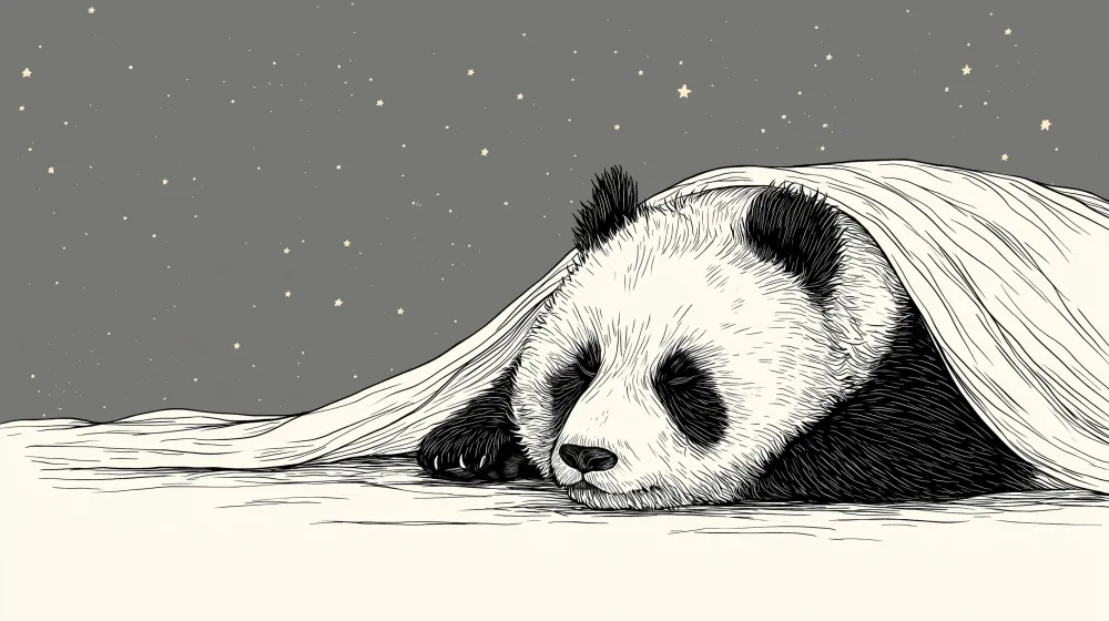 Lastenhuoneen tapetti | Lempeä panda tähtien alla