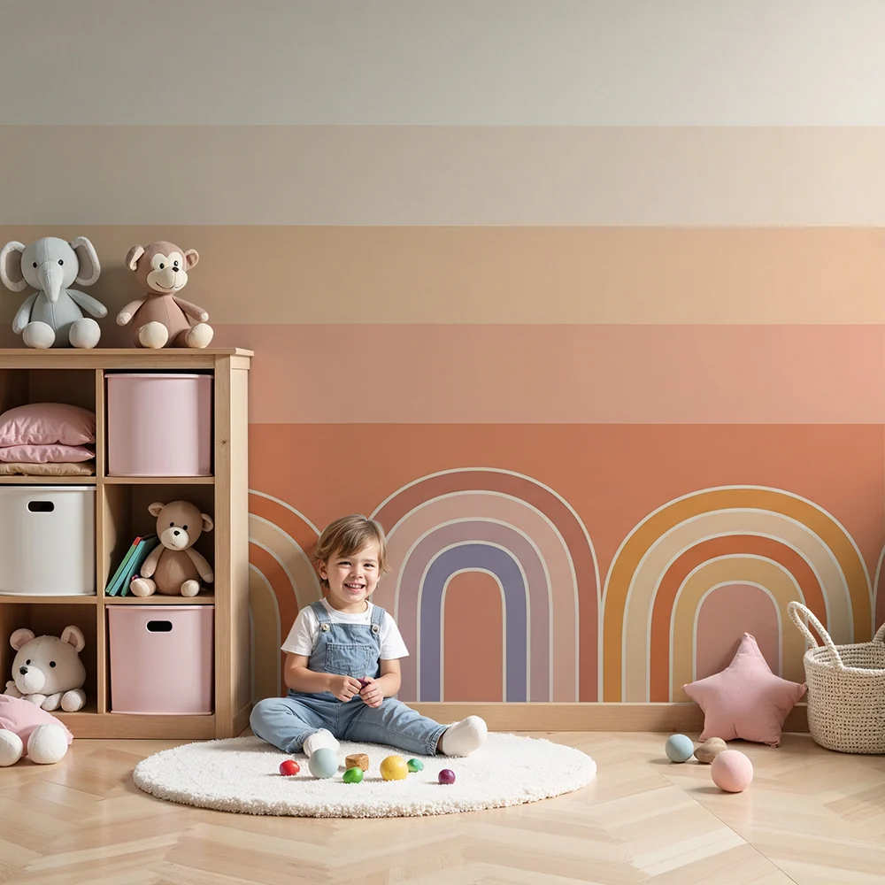 Lastenhuoneen tapetti | Lempeät sateenkaaren värit ja pastellisävyt