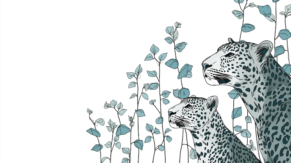 Lastenhuoneen tapetti | Majesteettiset leopardit ja herkkä lehtikuvio