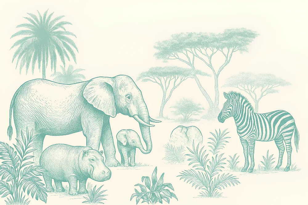 Lastenhuoneen tapetti | Majesteettisten eläinten safariseikkailu
