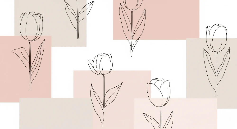 Lastenhuoneen tapetti | Minimalistiset tulppaanit pastellisella taustalla