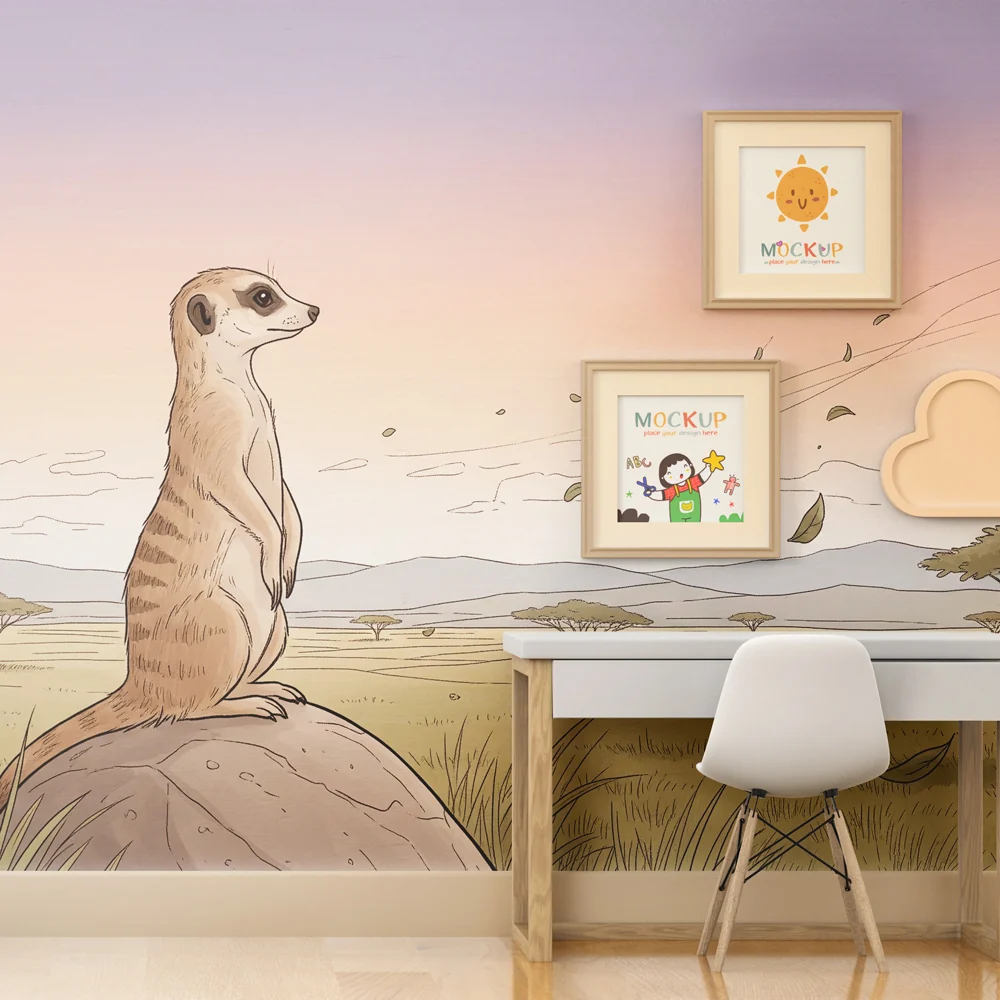 Lastenhuoneen tapetti | Mongoose savannilla