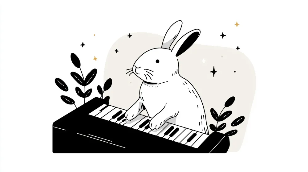 Lastenhuoneen tapetti | Musiikkia soittava pupu ja lumottu luonto