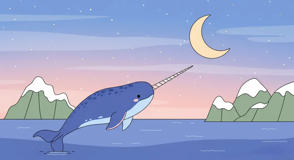 Lastenhuoneen tapetti | Narwhal hyppää kuun alla