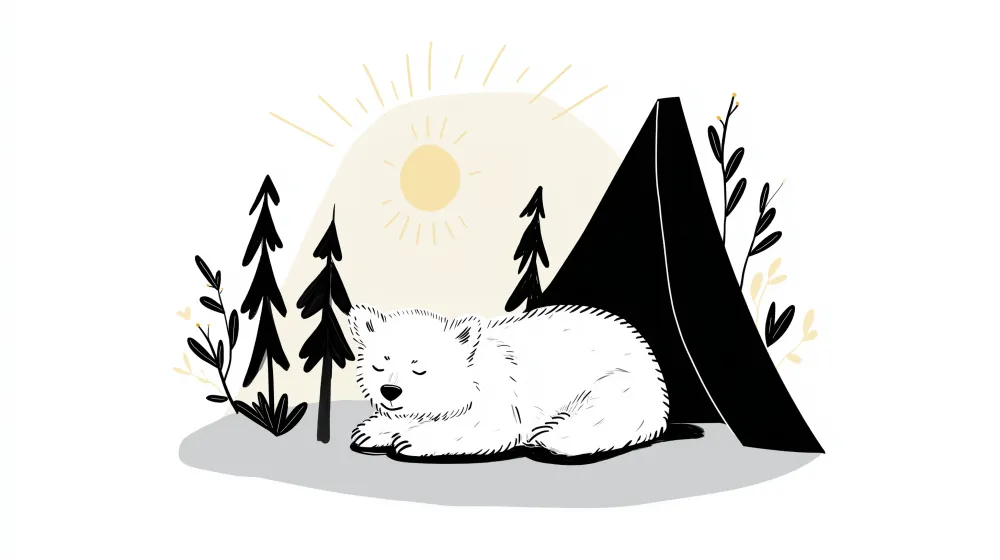 Lastenhuoneen tapetti | Nukkuva karhu leirintäalueella