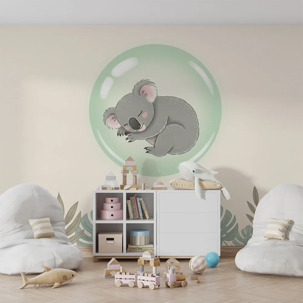 Lastenhuoneen tapetti | Nukkuva koala kuplassa