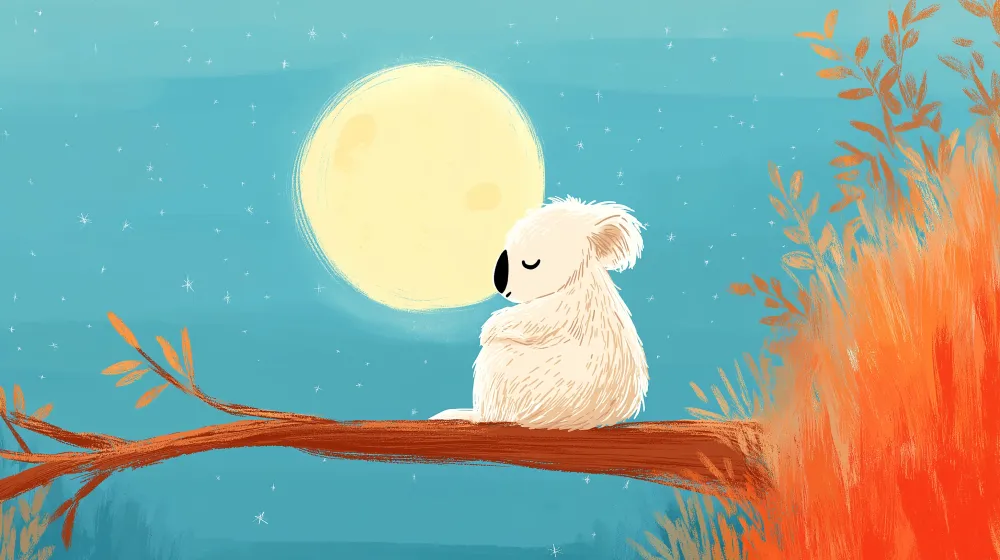 Lastenhuoneen tapetti | Nukkuva koala kuun alla