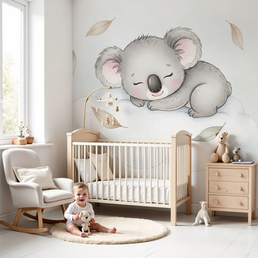 Lastenhuoneen tapetti | Nukkuva koala pilvellä