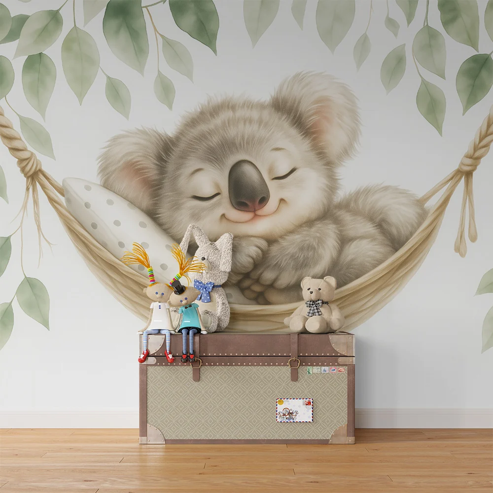 Lastenhuoneen tapetti | Nukkuva koala riippumatossa