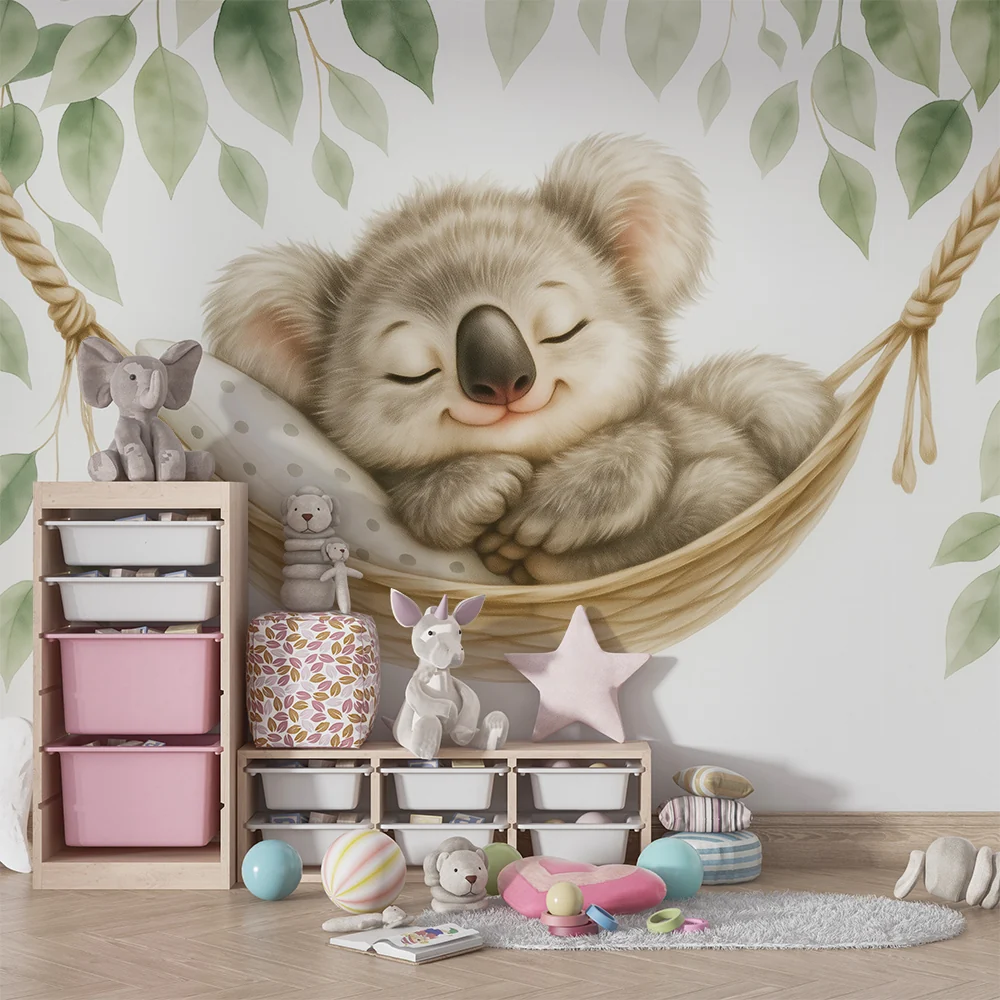 Lastenhuoneen tapetti | Nukkuva koala riippumatossa