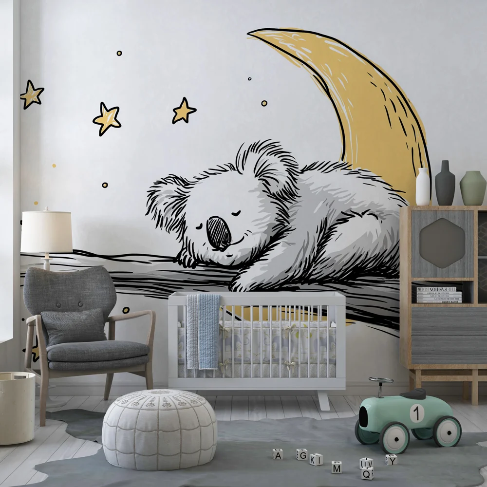Lastenhuoneen tapetti | Nukkuva koala tähtien alla