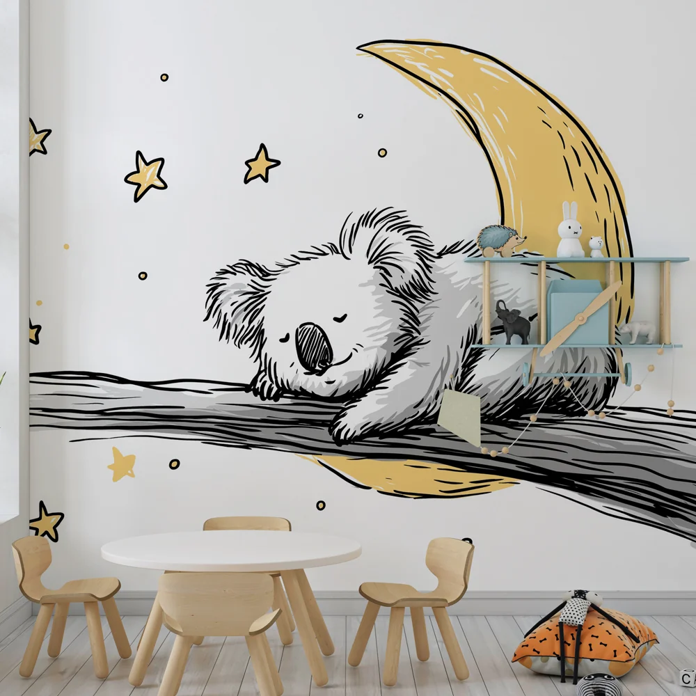 Lastenhuoneen tapetti | Nukkuva koala tähtien alla