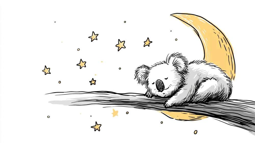 Lastenhuoneen tapetti | Nukkuva koala tähtien alla