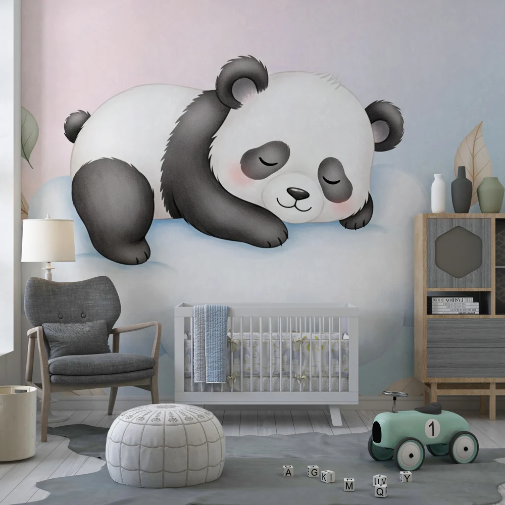 Lastenhuoneen tapetti | Nukkuva panda pilvellä