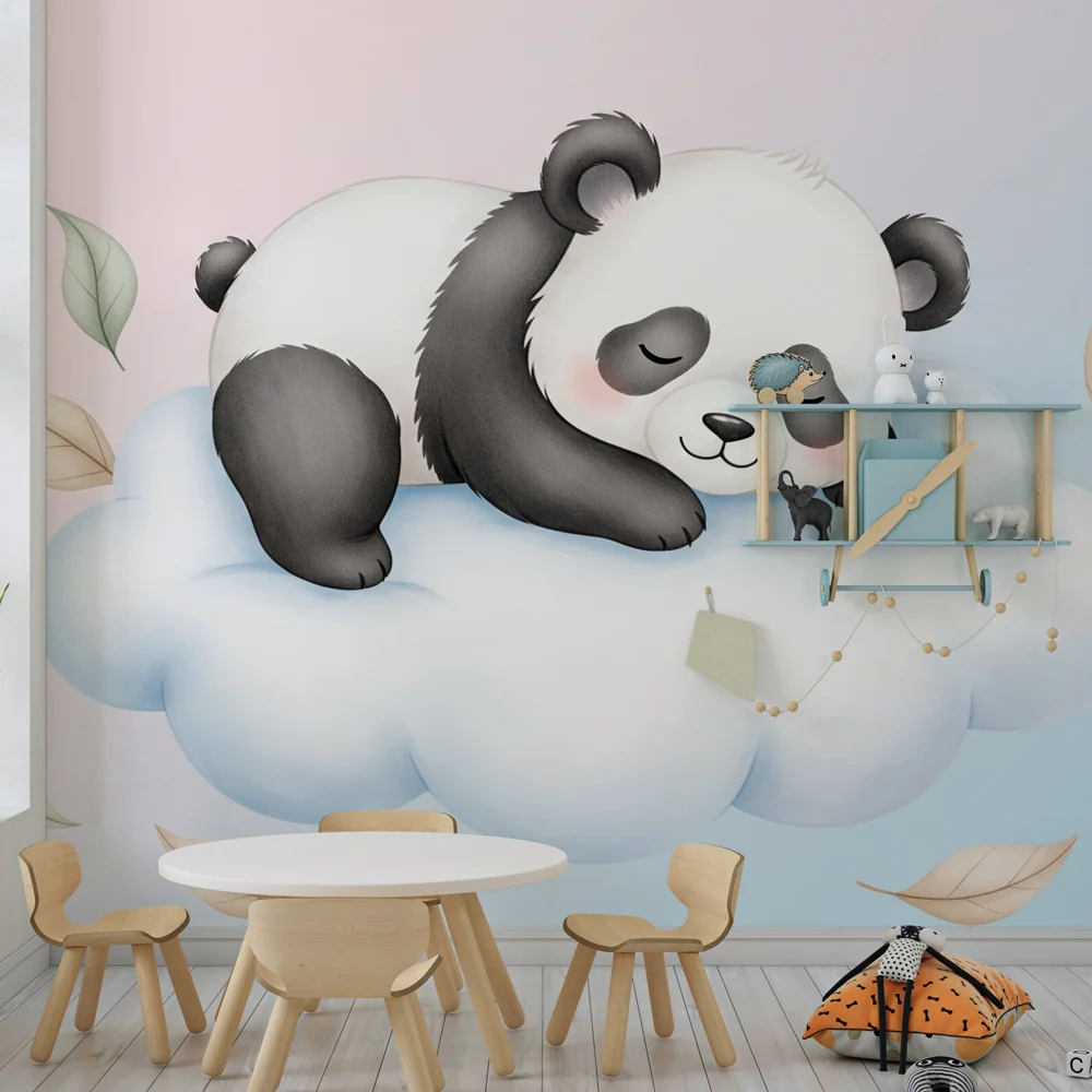 Lastenhuoneen tapetti | Nukkuva panda pilvellä