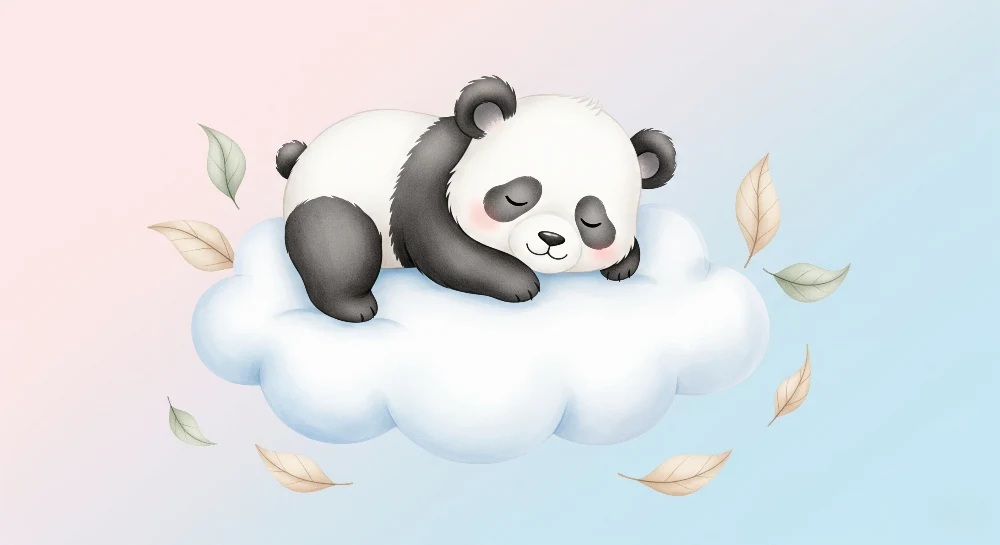 Lastenhuoneen tapetti | Nukkuva panda pilvellä