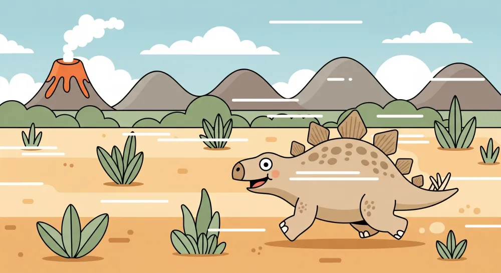 Lastenhuoneen tapetti | Onnellinen dinosaurus ja esihistoriallinen maisema
