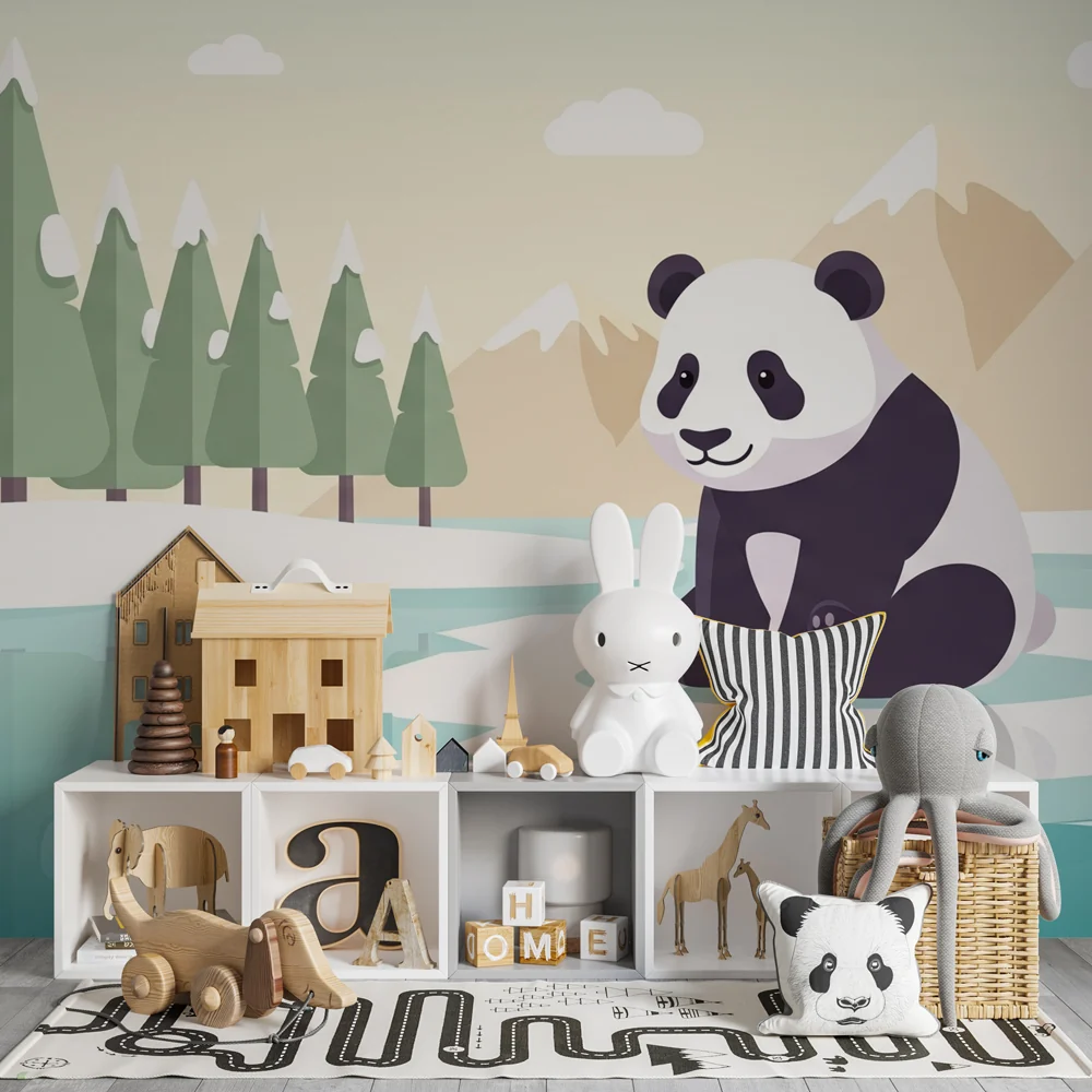 Lastenhuoneen tapetti | Söpö panda jäävuorella