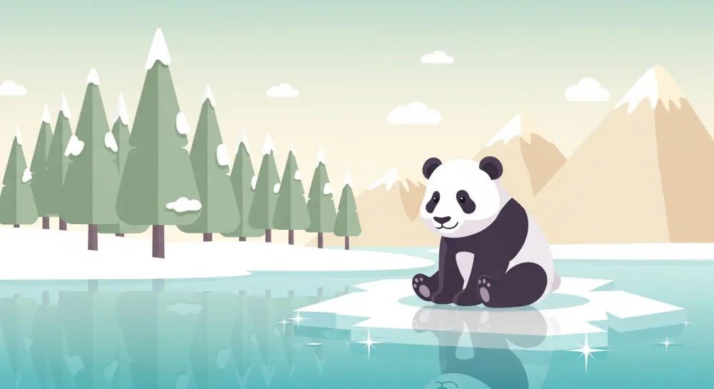 Lastenhuoneen tapetti | Söpö panda jäävuorella