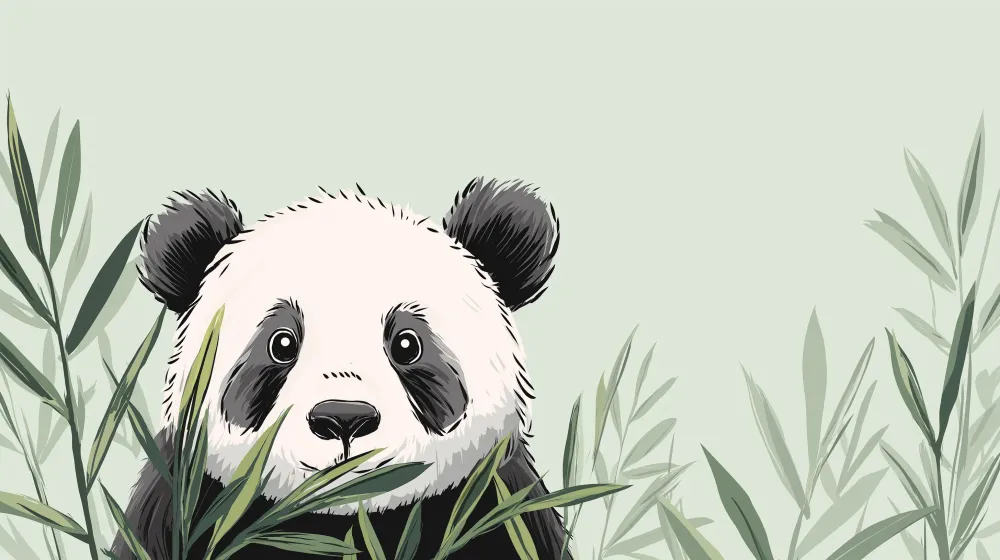 Lastenhuoneen tapetti | Söpö panda kasvillisuudessa