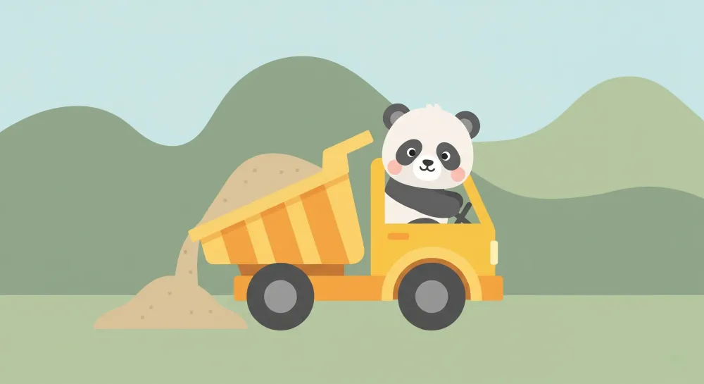 Lastenhuoneen tapetti | Panda kuorma-autossa