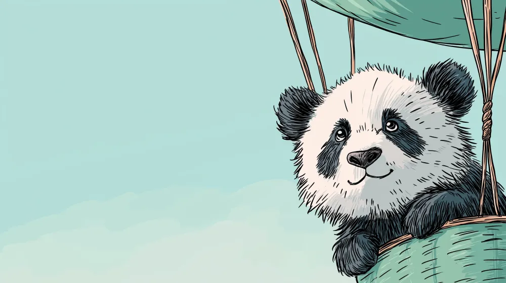 Lastenhuoneen tapetti | Panda kuumailmapallolla