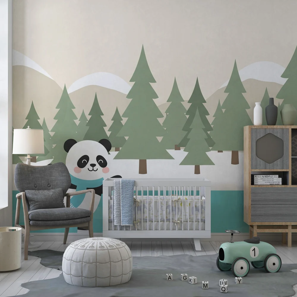 Lastenhuoneen tapetti | Panda luistelee jäällä