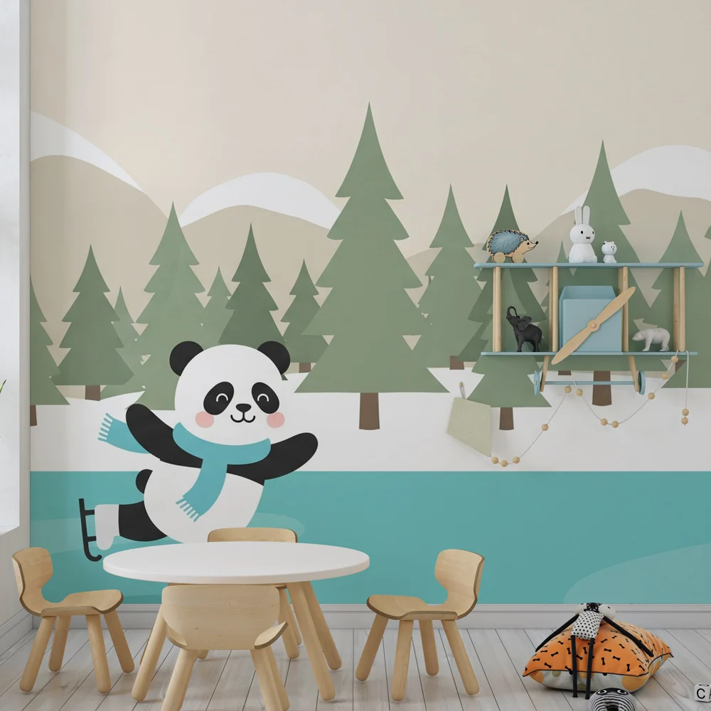 Lastenhuoneen tapetti | Panda luistelee jäällä