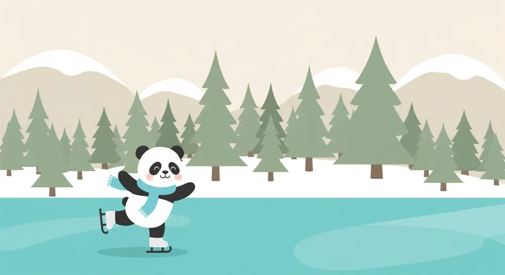 Lastenhuoneen tapetti | Panda luistelee jäällä