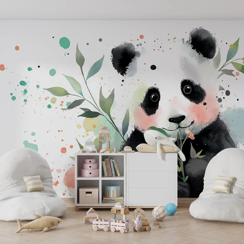 Lastenhuoneen tapetti | Söpö panda luonnon keskellä