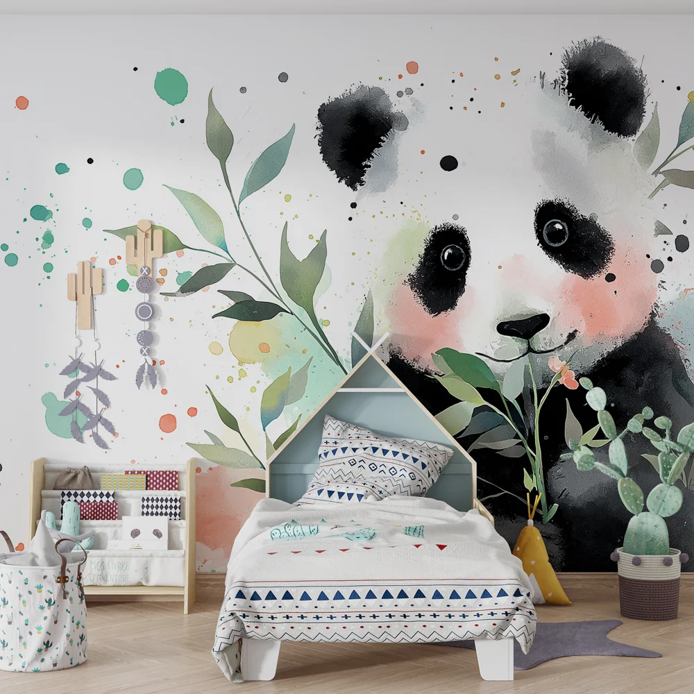 Lastenhuoneen tapetti | Söpö panda luonnon keskellä