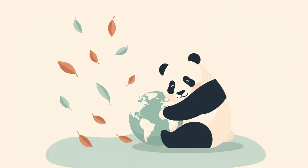 Lastenhuoneen tapetti | Söpö panda ja maapallo pehmeässä sisustuksessa