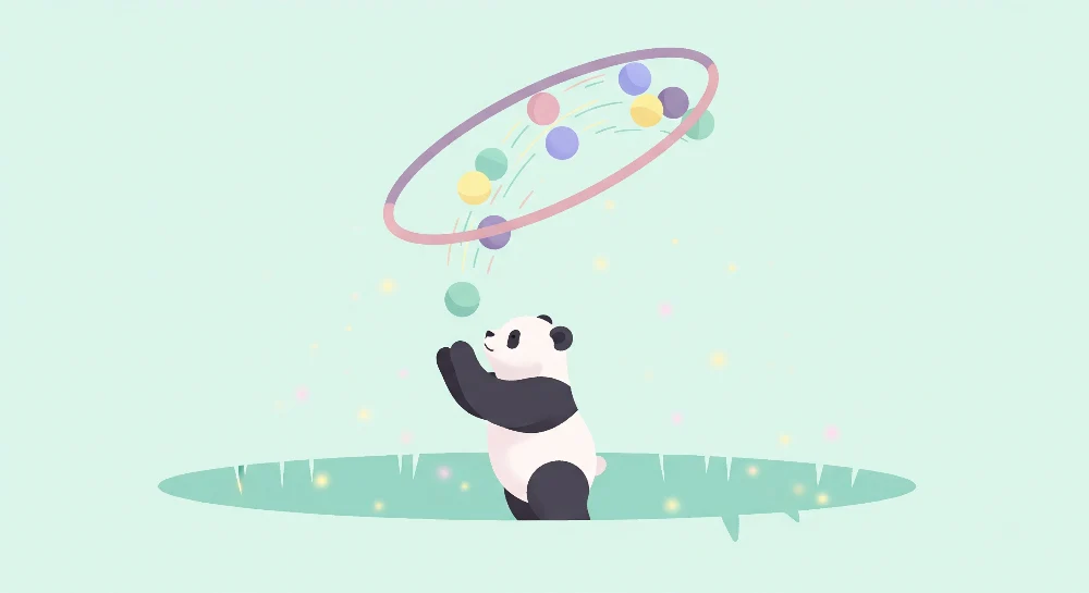 Lastenhuoneen tapetti | Panda pelaaja ja värikkäät kuplat pehmeässä maailmassa