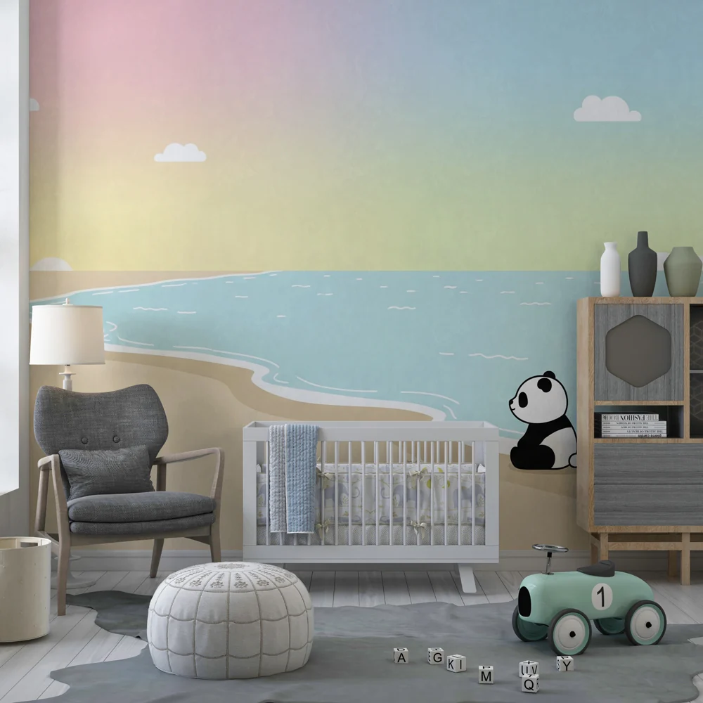Lastenhuoneen tapetti | Panda rannalla