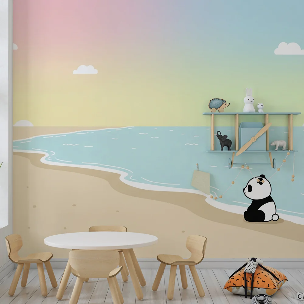 Lastenhuoneen tapetti | Panda rannalla