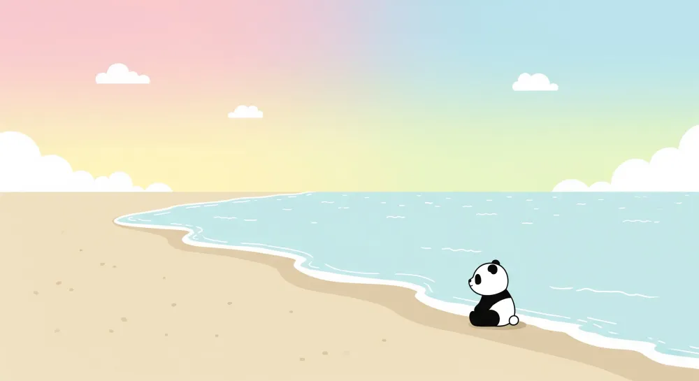 Lastenhuoneen tapetti | Panda rannalla