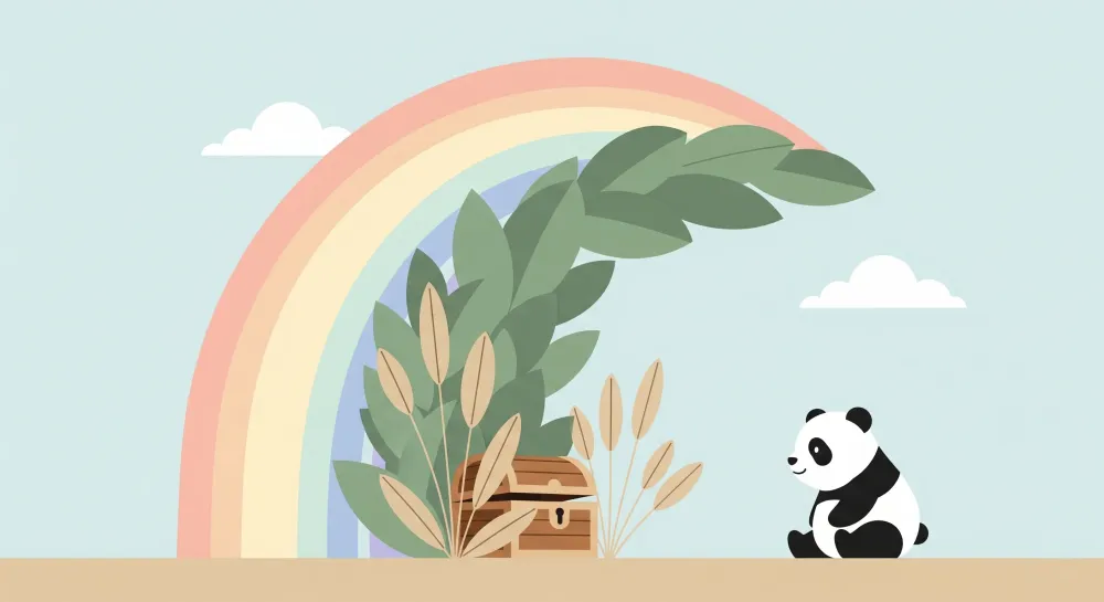 Lastenhuoneen tapetti | Panda ja sateenkaari taianomaisessa maailmassa