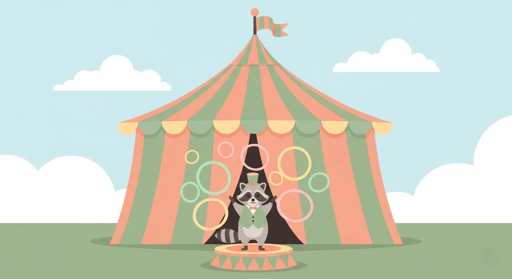 Lastenhuoneen tapetti | Pesukarhu ja sirkusteltta