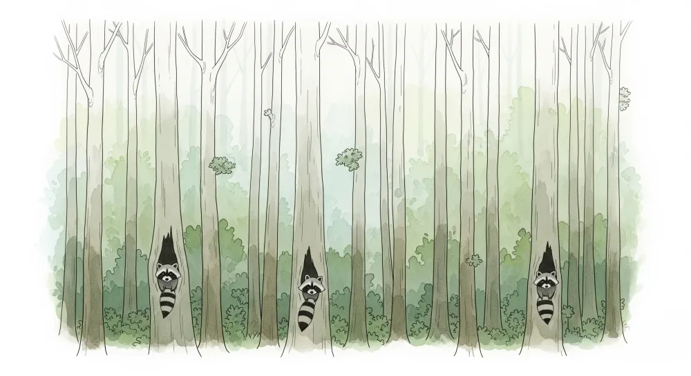Lastenhuoneen tapetti | Pesukarhut lumotussa metsässä